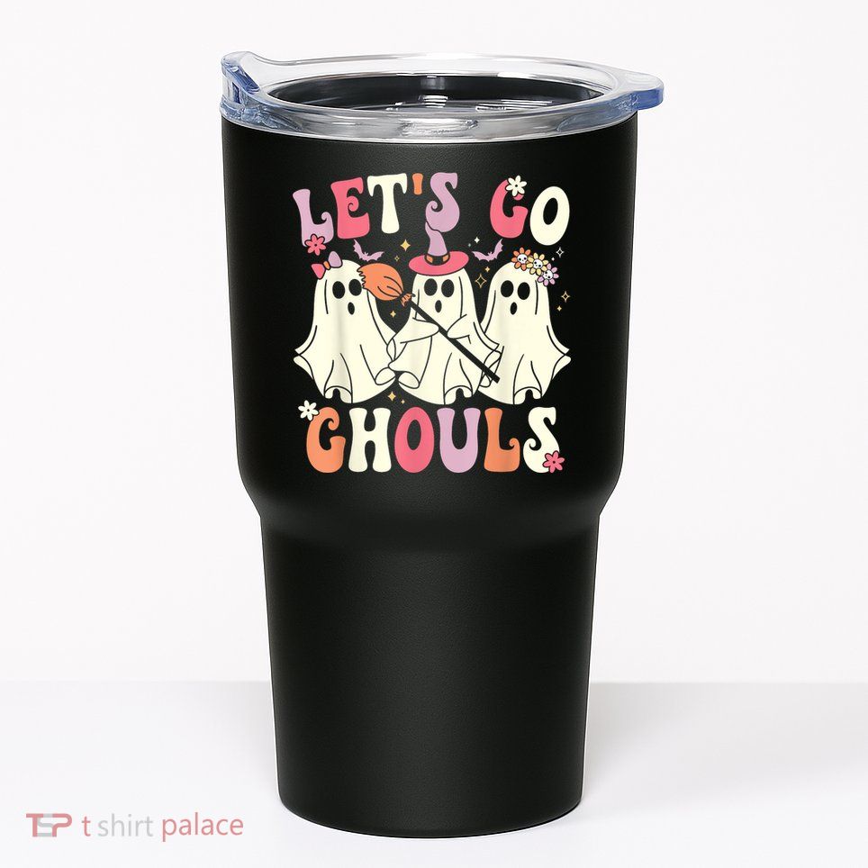 Lets Go Ghouls Halloween Ghost Costume Retro Groovy Tumbler