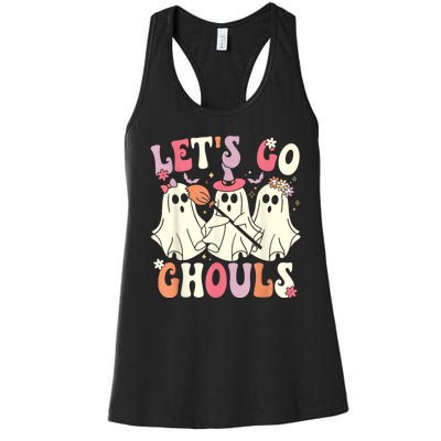 Lets Go Ghouls Halloween Ghost Costume Retro Groovy Women's Racerback Tank