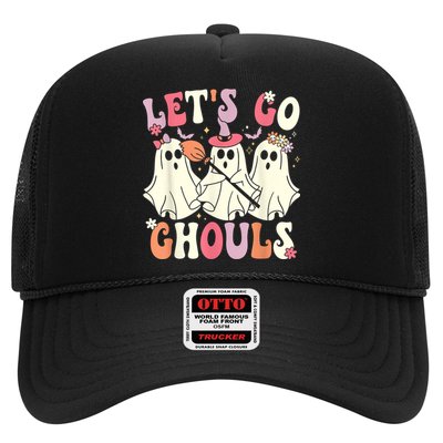 Lets Go Ghouls Halloween Ghost Costume Retro Groovy Trucker Hat