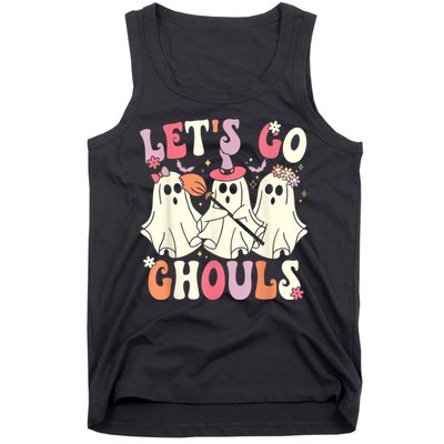 Lets Go Ghouls Halloween Ghost Costume Retro Groovy Tank Top