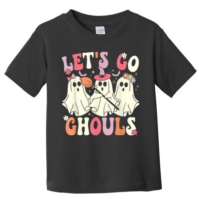Lets Go Ghouls Halloween Ghost Costume Retro Groovy Toddler T-Shirt