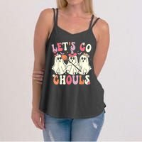 Lets Go Ghouls Halloween Ghost Costume Retro Groovy Women's Strappy Tank