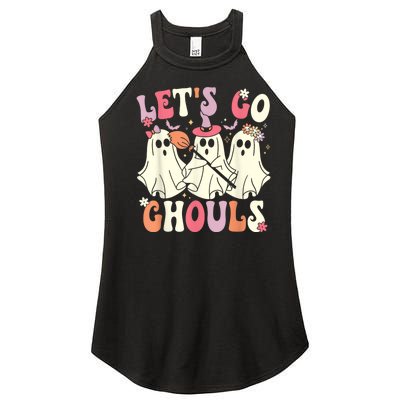 Lets Go Ghouls Halloween Ghost Costume Retro Groovy Women’s Perfect Tri Rocker Tank