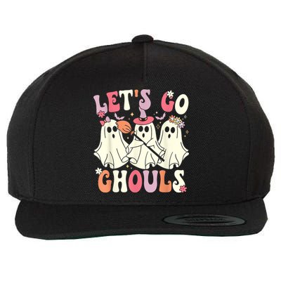 Lets Go Ghouls Halloween Ghost Costume Retro Groovy Wool Snapback Cap
