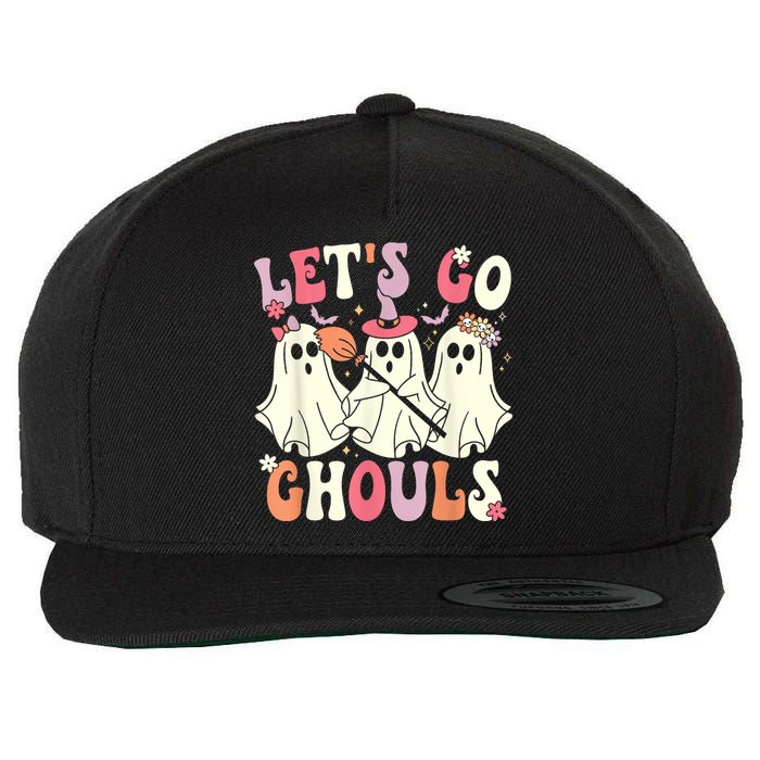 Lets Go Ghouls Halloween Ghost Costume Retro Groovy Wool Snapback Cap