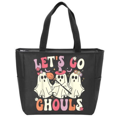 Lets Go Ghouls Halloween Ghost Costume Retro Groovy Zip Tote Bag