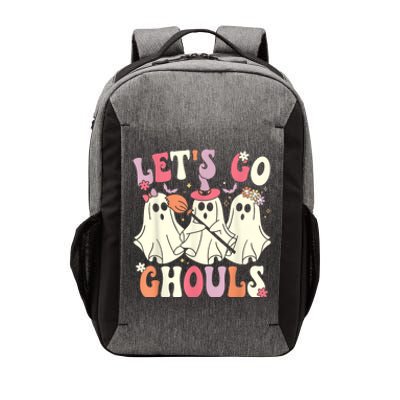 Lets Go Ghouls Halloween Ghost Costume Retro Groovy Vector Backpack