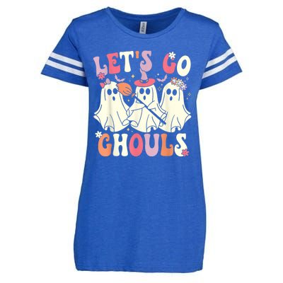 Lets Go Ghouls Halloween Ghost Costume Retro Groovy Enza Ladies Jersey Football T-Shirt