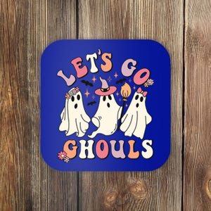 Lets Go Ghouls Cute Floral Ghost Costume Halloween Autumn Gift Coaster