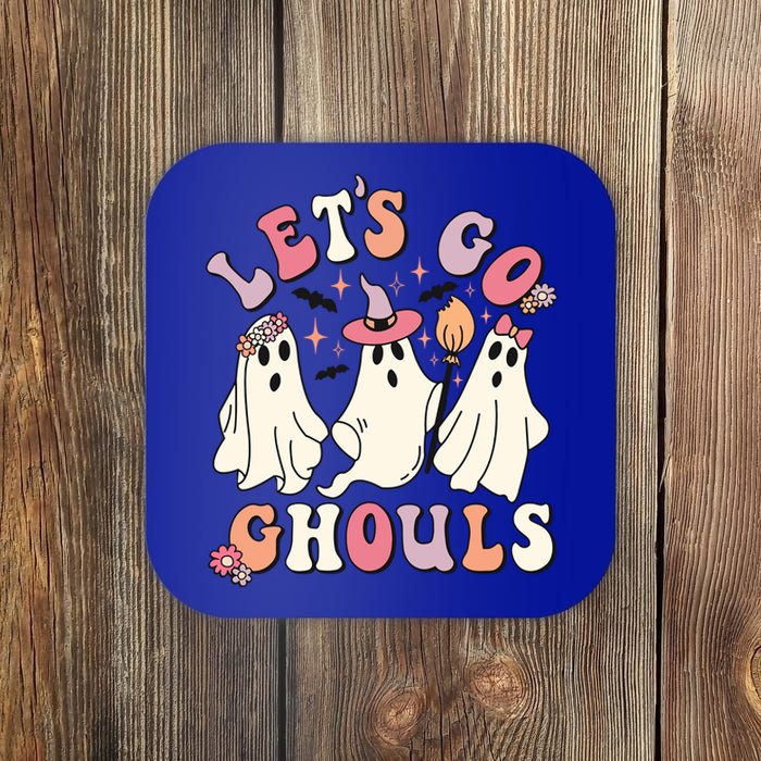 Lets Go Ghouls Cute Floral Ghost Costume Halloween Autumn Gift Coaster