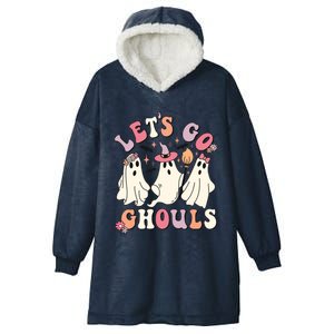 Lets Go Ghouls Cute Floral Ghost Costume Halloween Autumn Gift Hooded Wearable Blanket