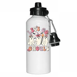 Lets Go Ghouls Cute Floral Ghost Costume Halloween Autumn Gift Aluminum Water Bottle