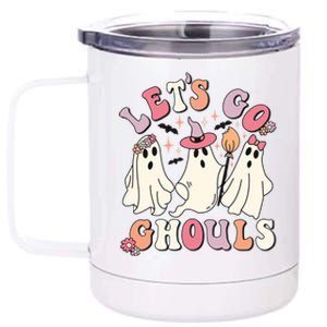 Lets Go Ghouls Cute Floral Ghost Costume Halloween Autumn Gift 12 oz Stainless Steel Tumbler Cup