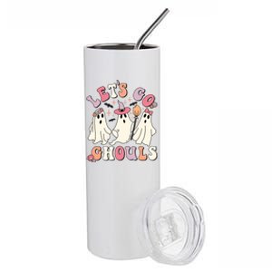 Lets Go Ghouls Cute Floral Ghost Costume Halloween Autumn Gift Stainless Steel Tumbler