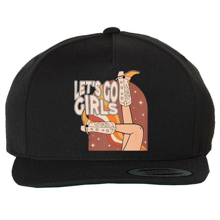 Lets Go Girls Cowgirl Boots Country Bachelorette Party Wool Snapback Cap