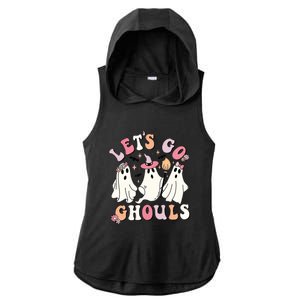 Lets Go Ghouls Groovy Retro Spooky Season Great Gift Ladies PosiCharge Tri-Blend Wicking Draft Hoodie Tank