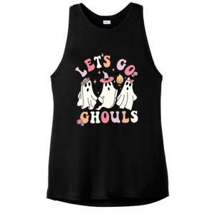 Lets Go Ghouls Groovy Retro Spooky Season Great Gift Ladies PosiCharge Tri-Blend Wicking Tank