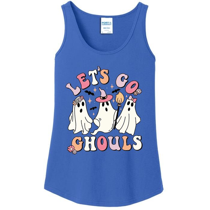 Lets Go Ghouls Groovy Retro Spooky Season Great Gift Ladies Essential Tank