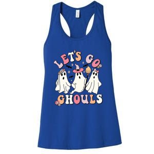 Lets Go Ghouls Groovy Retro Spooky Season Great Gift Women's Racerback Tank