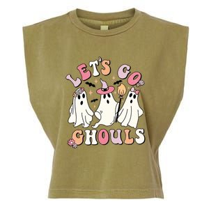 Lets Go Ghouls Groovy Retro Spooky Season Great Gift Garment-Dyed Women's Muscle Tee