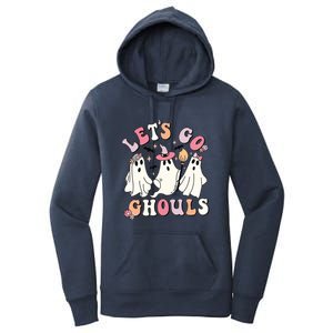 Lets Go Ghouls Groovy Retro Spooky Season Great Gift Women's Pullover Hoodie