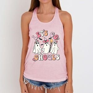 Lets Go Ghouls Groovy Retro Spooky Season Great Gift Women's Knotted Racerback Tank