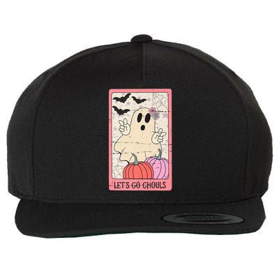 Lets Go Ghouls Retro Halloween Tarot Card Funny Ghost Cute Gift Wool Snapback Cap