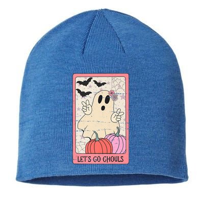 Lets Go Ghouls Retro Halloween Tarot Card Funny Ghost Cute Gift Sustainable Beanie