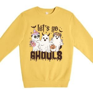 Lets Go Ghouls Cute Ghost Funny Halloween Spooky Season Gift Premium Crewneck Sweatshirt