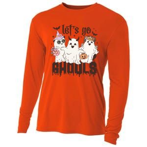 Lets Go Ghouls Cute Ghost Funny Halloween Spooky Season Gift Cooling Performance Long Sleeve Crew