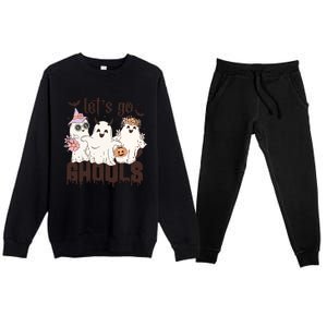 Lets Go Ghouls Cute Ghost Funny Halloween Spooky Season Gift Premium Crewneck Sweatsuit Set