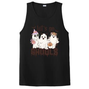 Lets Go Ghouls Cute Ghost Funny Halloween Spooky Season Gift PosiCharge Competitor Tank