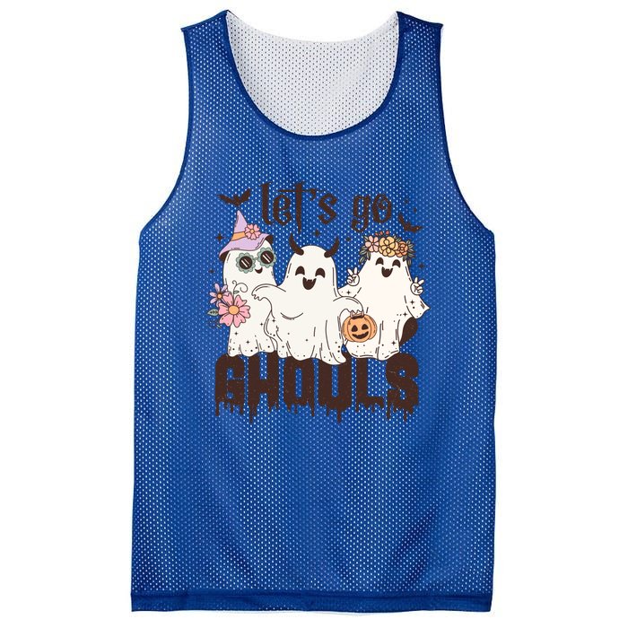 Lets Go Ghouls Cute Ghost Funny Halloween Spooky Season Gift Mesh Reversible Basketball Jersey Tank