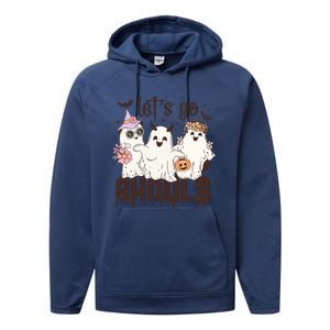 Lets Go Ghouls Cute Ghost Funny Halloween Spooky Season Gift Performance Fleece Hoodie