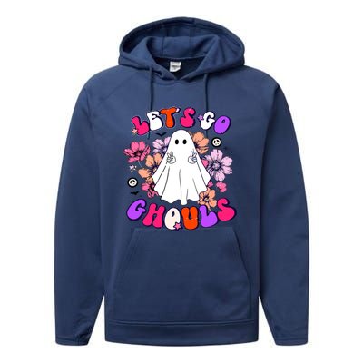 Lets Go Ghouls Halloween Bachelorette Bridal Party Gift Performance Fleece Hoodie