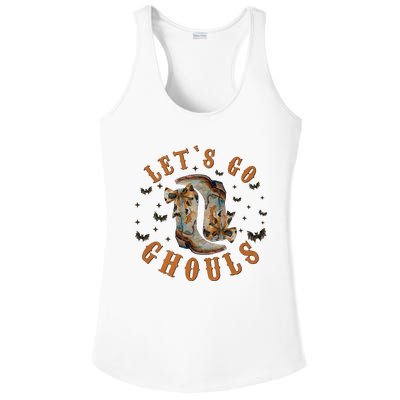 Lets Go Ghouls Halloween Cowgirl Ladies PosiCharge Competitor Racerback Tank