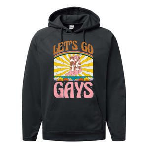 LetS Go Gays Rights Cowboy Boot Groovy Retro Lgbtq Performance Fleece Hoodie