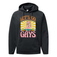 LetS Go Gays Rights Cowboy Boot Groovy Retro Lgbtq Performance Fleece Hoodie