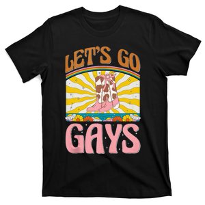 LetS Go Gays Rights Cowboy Boot Groovy Retro Lgbtq T-Shirt