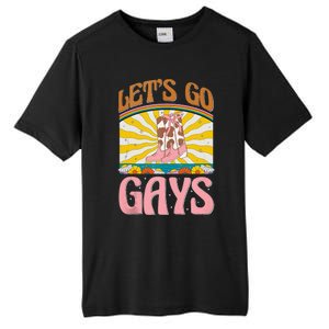 LetS Go Gays Rights Cowboy Boot Groovy Retro Lgbtq Tall Fusion ChromaSoft Performance T-Shirt