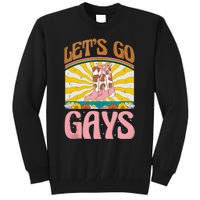 LetS Go Gays Rights Cowboy Boot Groovy Retro Lgbtq Tall Sweatshirt