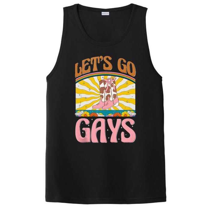 LetS Go Gays Rights Cowboy Boot Groovy Retro Lgbtq PosiCharge Competitor Tank