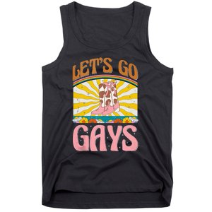 LetS Go Gays Rights Cowboy Boot Groovy Retro Lgbtq Tank Top