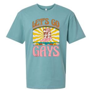 LetS Go Gays Rights Cowboy Boot Groovy Retro Lgbtq Sueded Cloud Jersey T-Shirt