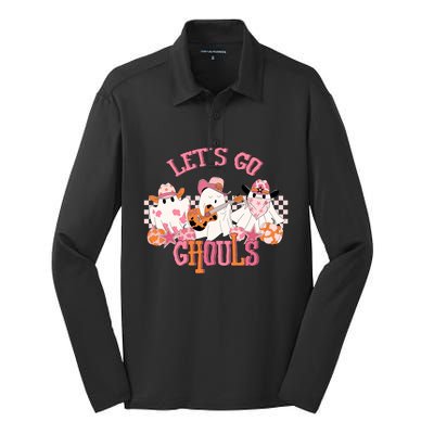 Lets Go Ghouls Western Halloween Ghost Outfit Costume Retro Funny Gift Silk Touch Performance Long Sleeve Polo