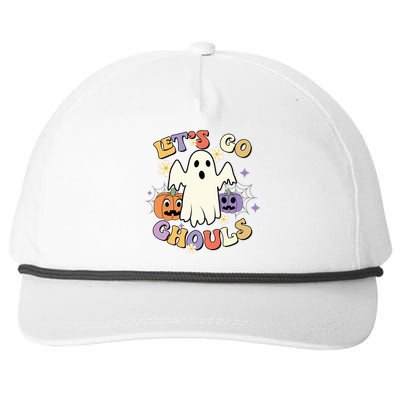 Lets Go Ghouls Halloween Groovy Style Ghost Pumpkin Gift Snapback Five-Panel Rope Hat