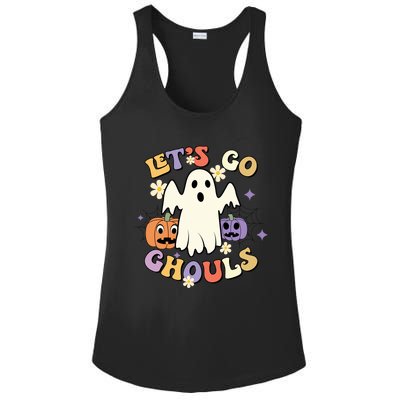 Lets Go Ghouls Halloween Groovy Style Ghost Pumpkin Gift Ladies PosiCharge Competitor Racerback Tank