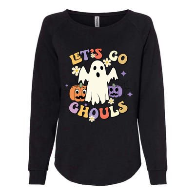 Lets Go Ghouls Halloween Groovy Style Ghost Pumpkin Gift Womens California Wash Sweatshirt