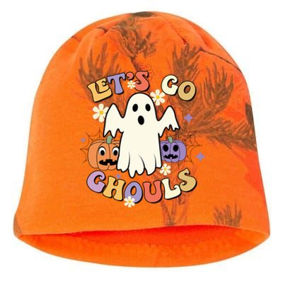 Lets Go Ghouls Halloween Groovy Style Ghost Pumpkin Gift Kati - Camo Knit Beanie