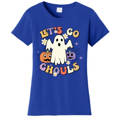 Lets Go Ghouls Halloween Groovy Style Ghost Pumpkin Gift Women's T-Shirt